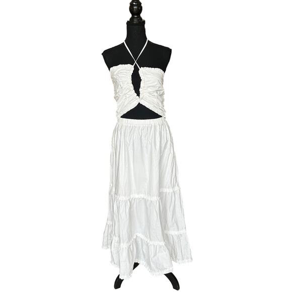 V. Chapman White Tiered Ruffle Midi Dress Size 10 Cutout Corset Resort $385 NEW - Picture 6 of 10